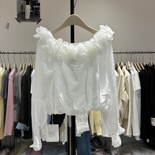 纯欲立体花瓣斜肩背心女气质小众上衣女26010 法式 2026春季 新款