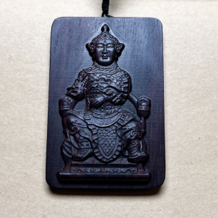 老料小叶紫檀木华光大帝吊坠三眼马元帅挂件项链老红木订制木雕