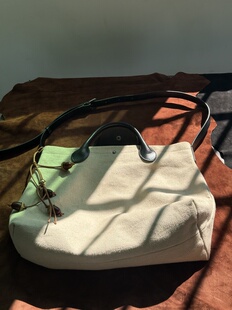 亏本价慵懒风头层牛皮配亚麻大托特包单肩斜挎大容量大包通勤手提