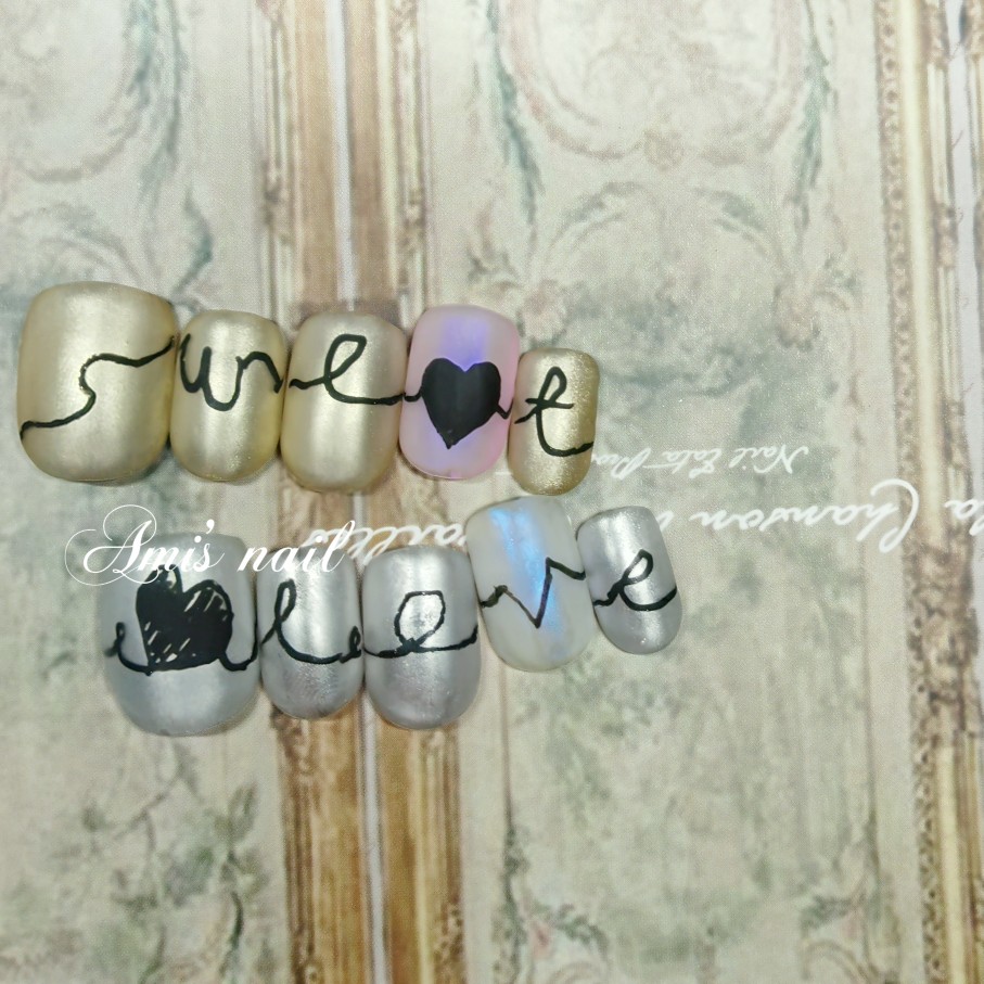 sweet&love魔镜粉人鱼粉文字涂鸦纯手工穿戴甲冲量特价