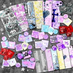 逃生原创 文创SET明信片小卡y2k吧唧铁徽章亚克力色纸 小骷脑fafa