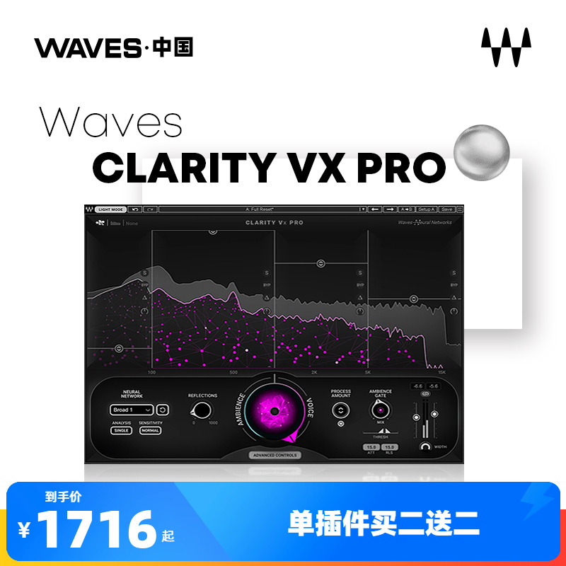 WAVES14 Clarity Vx Pro实时自动人声降噪插件 WAVES插件-封面