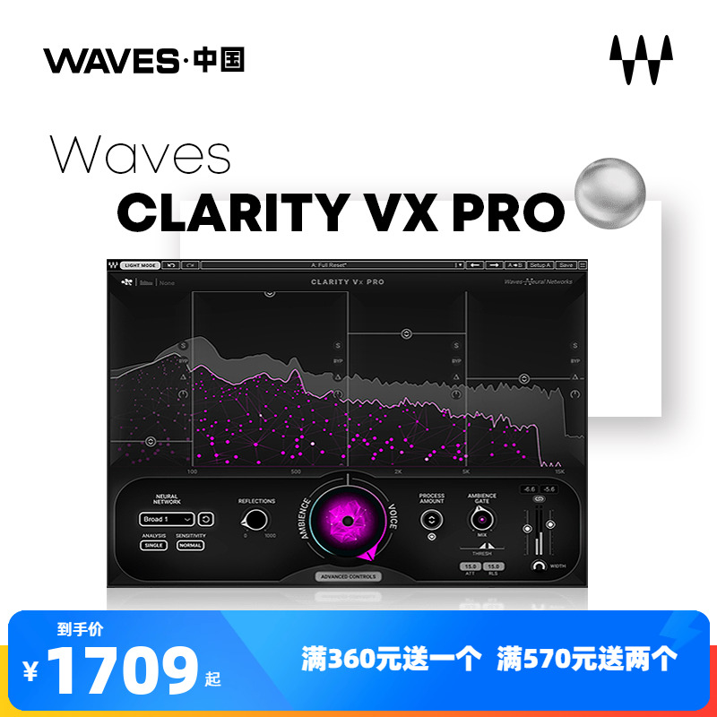 WAVES14 Clarity Vx Pro实时自动人声降噪插件 WAVES插件-封面