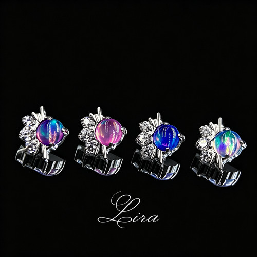 LIRA/F136钛极光澳宝星簇耳钉内螺纹钉G23钛合金穿孔穿刺饰品头