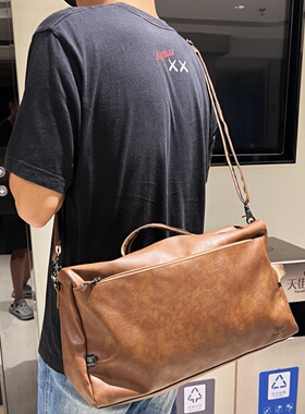 Three-Box韩版复古手提包潮牌通勤旅行包大容量单肩包街头斜挎包