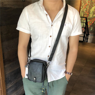 threebox潮男日韩单肩迷你小包 复古男士斜挎背包 夏季休闲单肩包