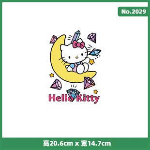 可爱卡通童装 KT猫凯蒂猫热转印烫画贴diy白墨烫画2029