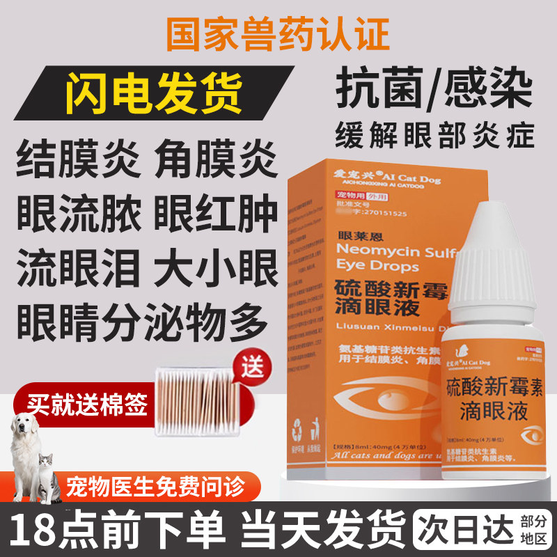 硫酸新霉素滴眼液宠物猫咪狗狗仓鼠乌龟抗菌消炎结膜炎流泪眼药水,宠物/宠物食品及用品,狗眼/耳/口/鼻疾病药品,淘宝优惠券,粉丝福利购,淘宝优惠卷
