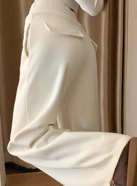 KEYANKETIAN 24544 高街风螺纹腰抽绳直筒裤女高腰显瘦运动休闲裤