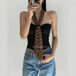 KEYANKETIAN 25184 豹纹丝巾挂脖抹胸背心外穿辣妹一字肩吊带上衣