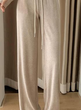 KEYANKETIAN 24543 磨毛宽松阔腿裤女装春秋美式松紧腰抽绳长裤子