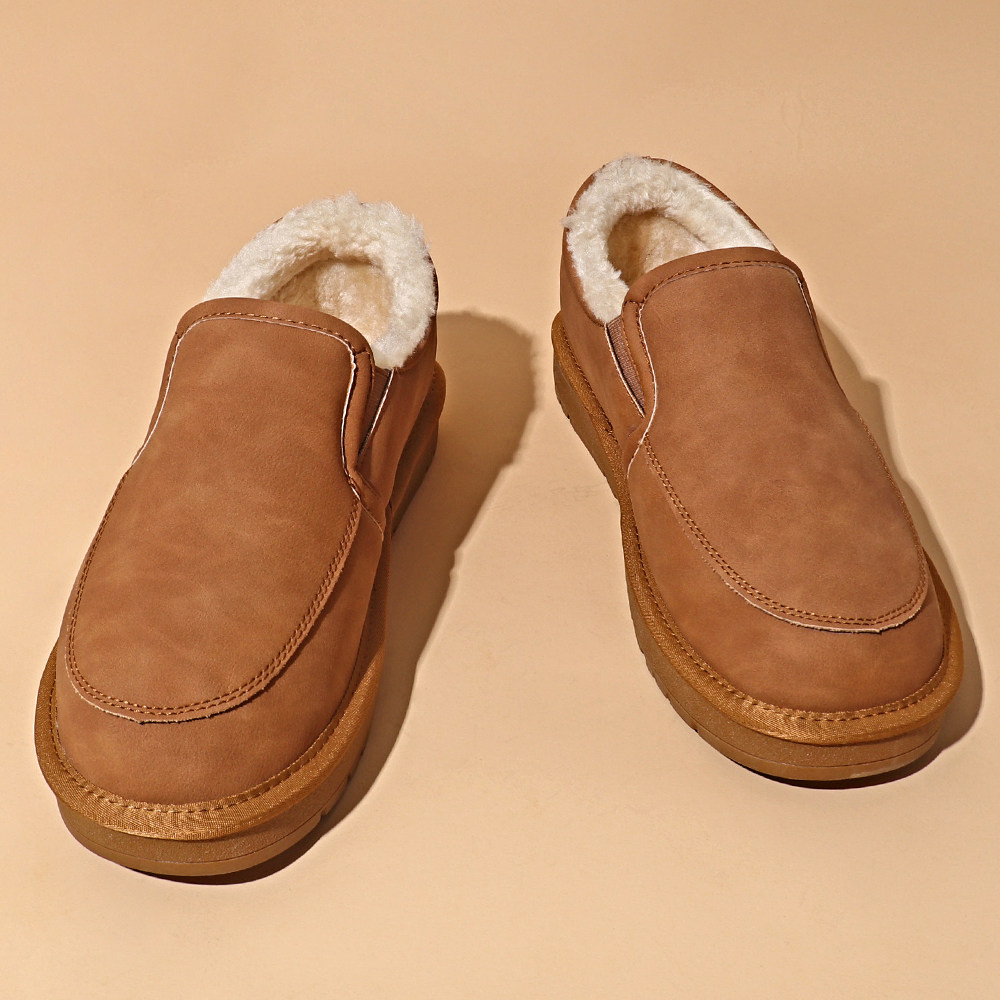 雪地靴男棉鞋男冬季2025新款加绒加厚一脚蹬鞋子男防滑保暖豆豆鞋