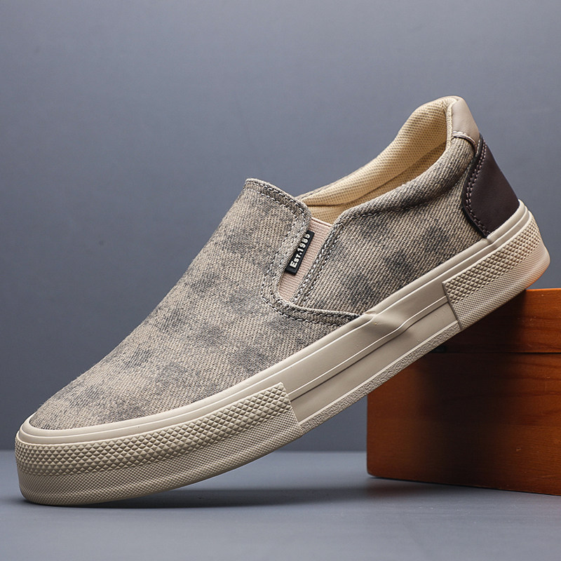 2026新款春秋男鞋帆布鞋休闲潮鞋老北京布鞋一脚蹬懒人鞋夏季透气