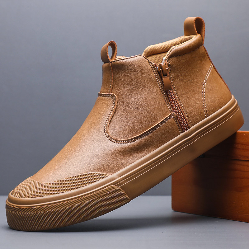 高帮皮鞋男秋冬季一脚蹬男鞋潮鞋2026新款韩版百搭男士休闲皮鞋子