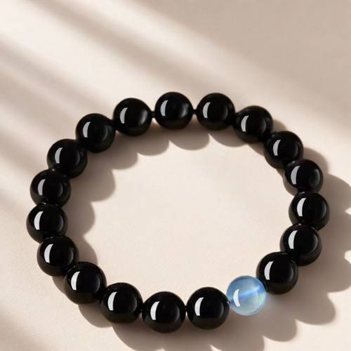 天然黑檀木海蓝宝手串男女款本命年收藏级时尚气质轻奢高品质