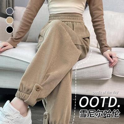 灯芯绒运动裤加厚雪尼尔哈伦萝卜