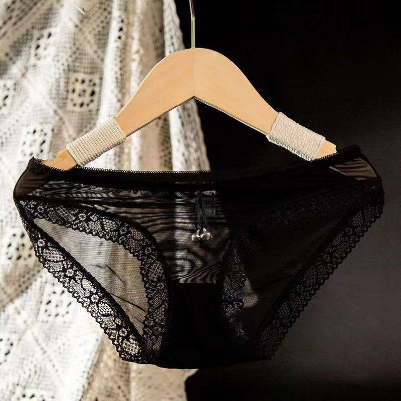 黑色女士网纱蕾丝内裤铃铛蝴蝶结纯棉裆细带交叉性感大码中腰内裤,女士内衣/男士内衣/家居服,平角裤,淘宝优惠券,粉丝福利购,淘宝优惠卷