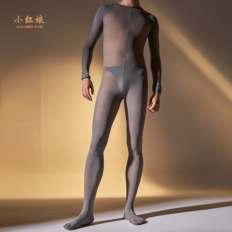 小红娘男士连体面膜袜性感丝袜全身裤袜光腿神器丝滑紧身衣黑丝薄