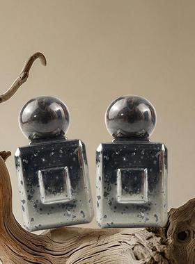 90ml黑色玻璃卡口方形复古香水瓶喷雾瓶便携式空瓶可搭配球形瓶