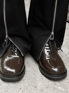 商务精英德比鞋情侣皮鞋厚底男女潮款英伦正装通勤鞋14643棕色-J