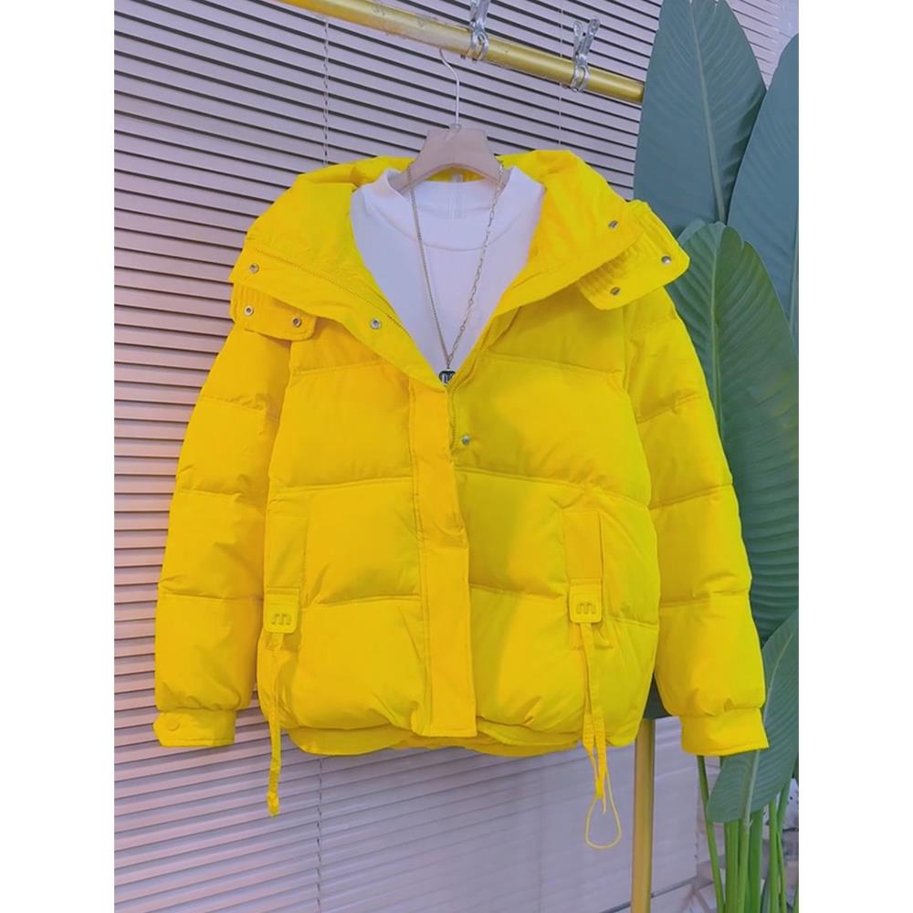 冬季新款欧货时尚减龄糖果色连帽夹棉棉服胖妹妹大码女装宽松外套