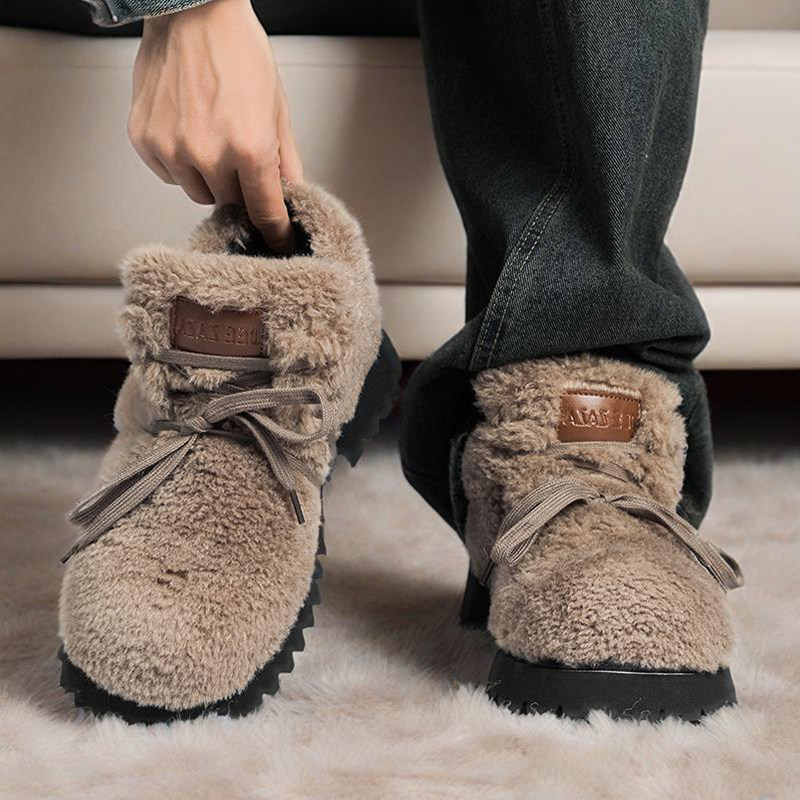棉鞋男款2025新款冬季男鞋加绒加厚棉靴防寒一脚蹬冬鞋羊毛雪地靴,流行男鞋,时尚雪地靴,淘宝优惠券,粉丝福利购,淘宝优惠卷