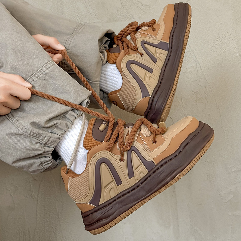 男鞋2025新款冬潮牌运动休闲鞋高级感痞帅溶解鞋厚底增高面包板鞋,流行男鞋,休闲板鞋,淘宝优惠券,粉丝福利购,淘宝优惠卷