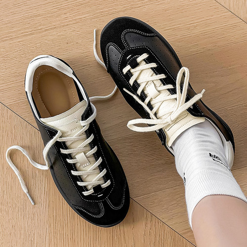 痞帅潮鞋复古小众软底阿甘德训鞋