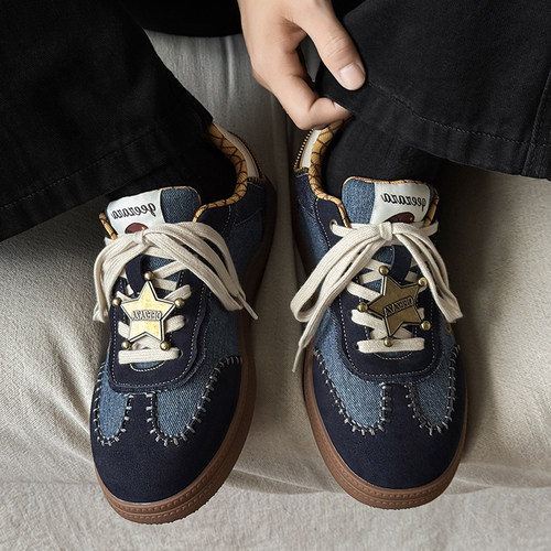 轻奢痞帅潮鞋小众百搭厚底德训鞋