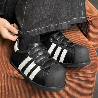 潮牌魔术贴休闲鞋厚底贝壳头板鞋