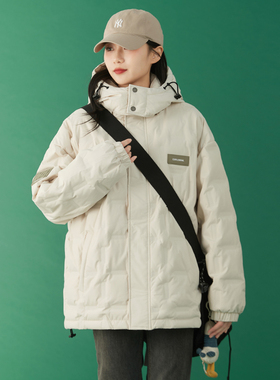 冬装可拆卸连帽立领压印轻薄羽绒服女今年冬季新款保暖轻便外套