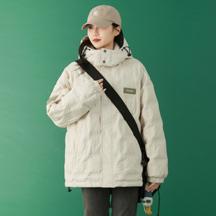 冬装可拆卸连帽立领压印轻薄羽绒服女今年冬季新款保暖轻便外套