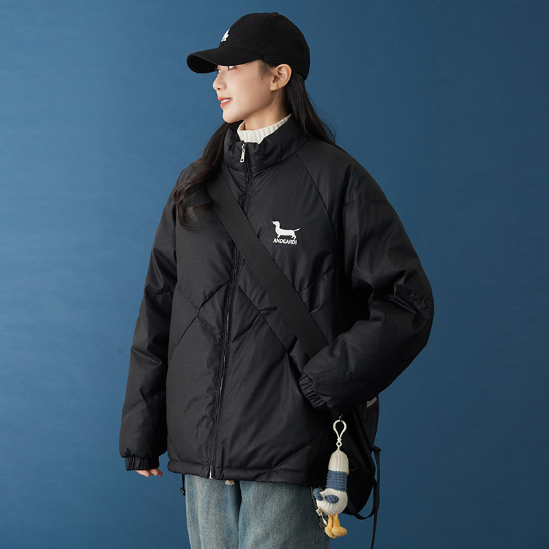 免洗柔软PU皮轻薄短款黑色羽绒服女2024冬季新款小个子白鸭绒外套