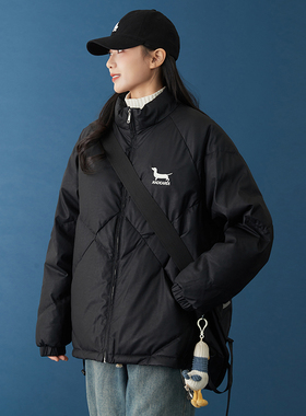 免洗柔软PU皮轻薄短款黑色羽绒服女2024冬季新款小个子白鸭绒外套