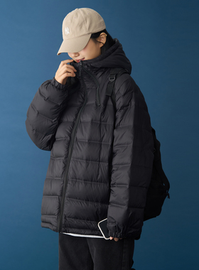 多拉链轻薄排骨90白鸭绒羽绒服女户外宽松轻盈防风冬季连帽羽绒衣