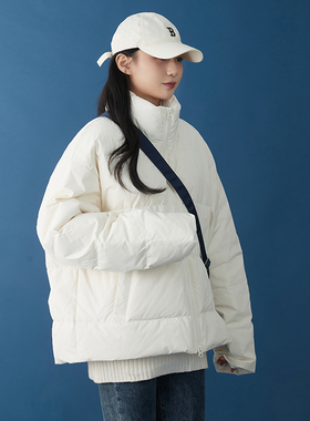 2024新款特氟龙90白鸭绒防水羽绒服前短后长短款立领冬季羽绒衣女