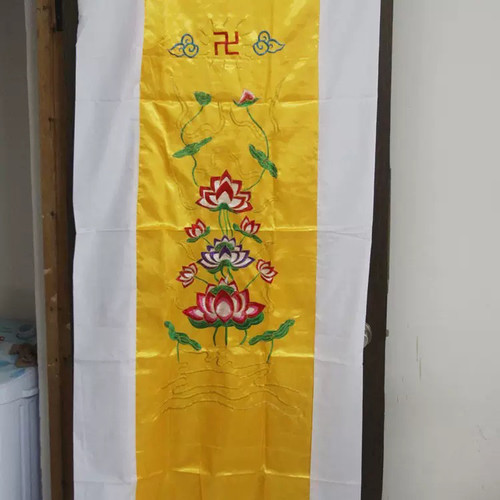 刺绣双层纯棉料绣莲花盖被绣莲花被子双层莲花被老人被