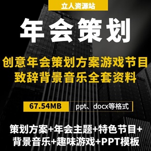 创意年会策划方案主题游戏节目致辞背景音乐全套资料素材ppt模板