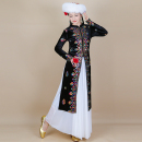 新款 亮片长袷袢维吾尔族广场舞保暖马甲 新疆舞演出服金丝绒秋冬款