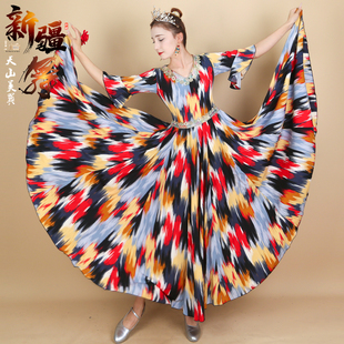 大摆裙演出服维族舞服女 短袖 2025新款 新疆舞蹈服连衣裙表演服夏季