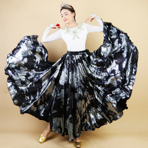 新疆舞蹈演出服民族风烫金半身裙