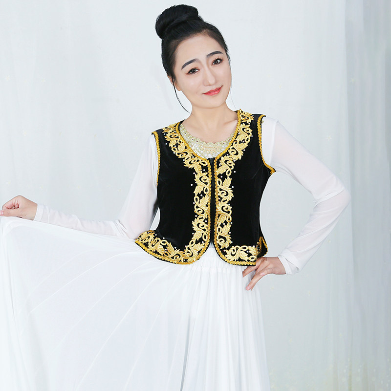 天山美翼金丝绒烫钻维族舞蹈马甲