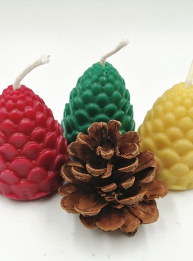 Pinecone Natural Pure Beeswax Candles Handmade  Cotton Wicks
