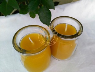 蜂蜡蜡烛布丁玻璃杯纯天然蜜蜡供奉祈祷长明灯华德福瑜伽冥想酒吧