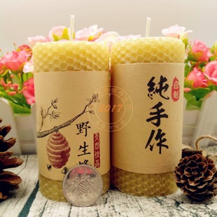 HANDMADE CottonWick NATURAL BEESWAX CANDLES ROLLED PURE HAND