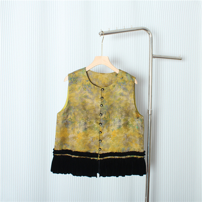 国风香云纱衬衫女无袖马甲