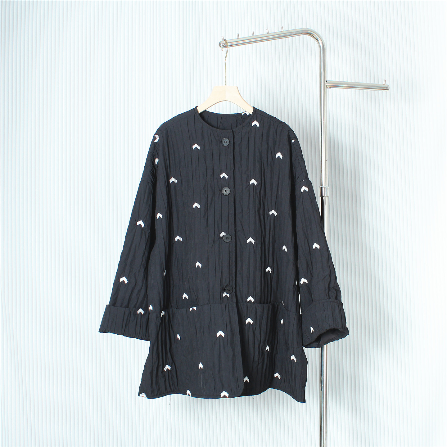 肌理感长袖夹棉棉衣外套女2025冬大码胖mm宽松气质简约大版中长款