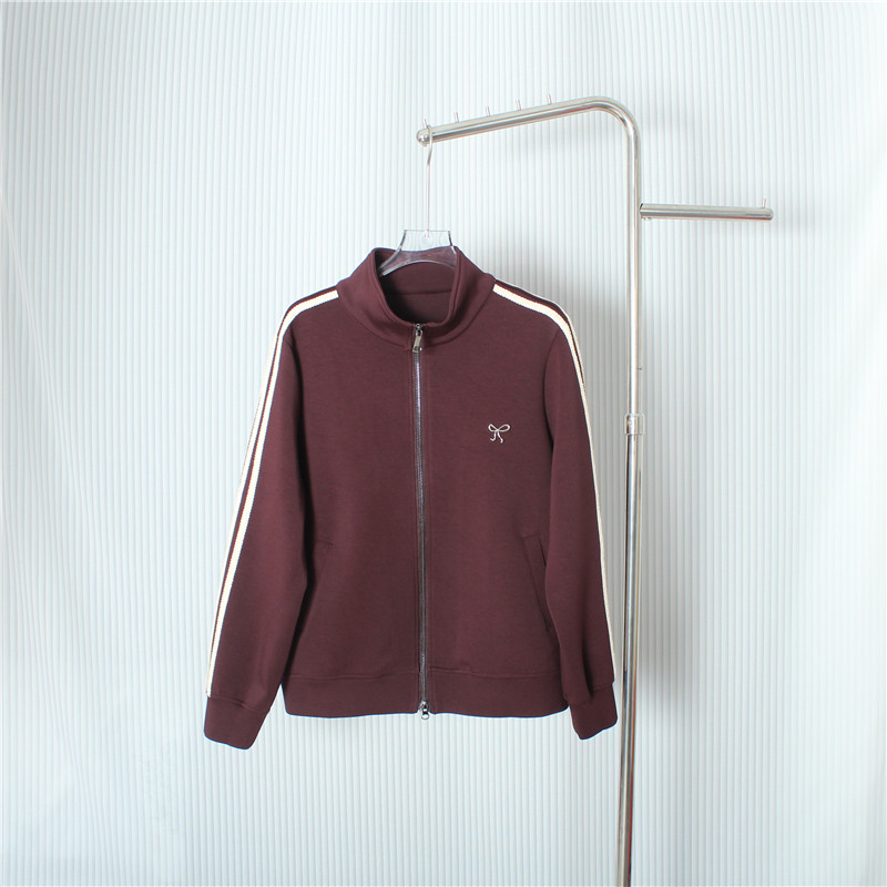 2025蝴蝶结刺绣立领长袖卫衣女秋冬款小个子休闲短款拉链开衫外套