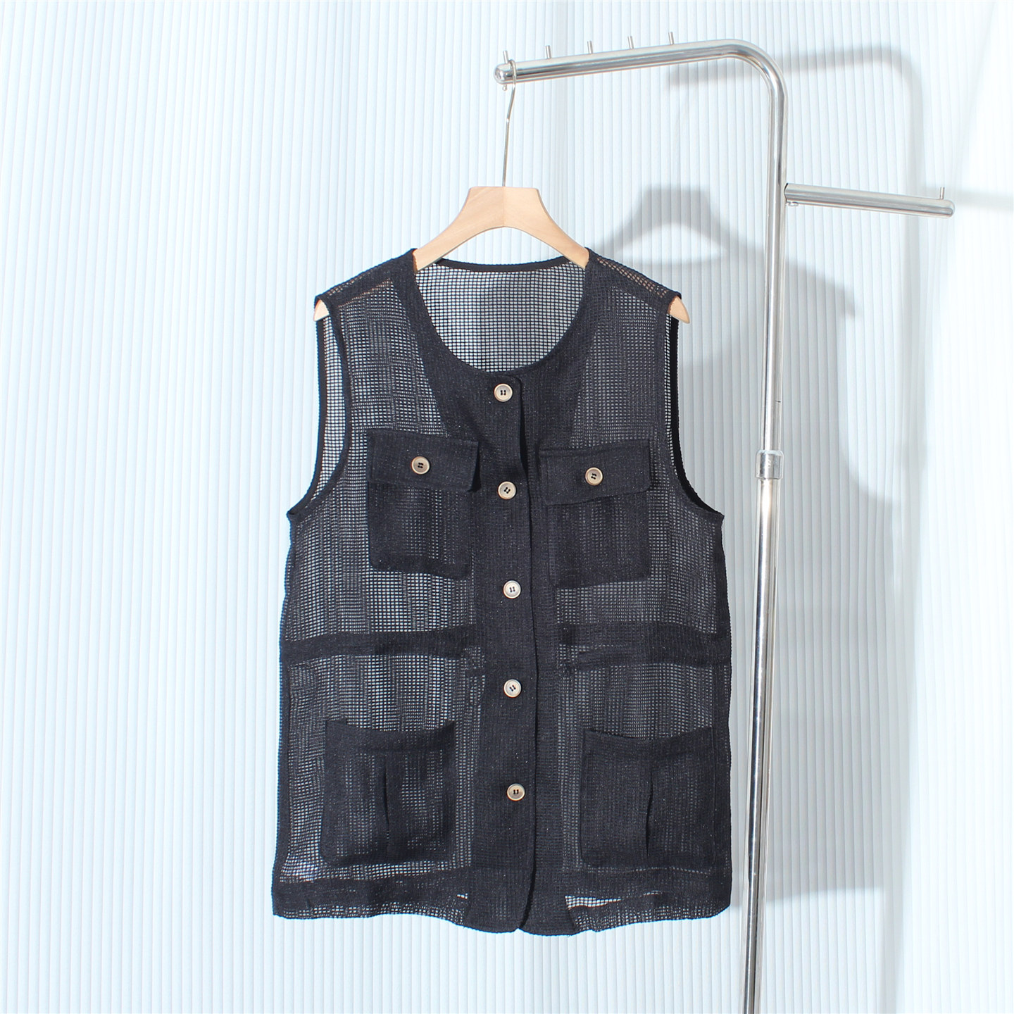薄款纱马甲女款外穿背心2026年夏新上衣款无袖休闲宽松设计感坎肩