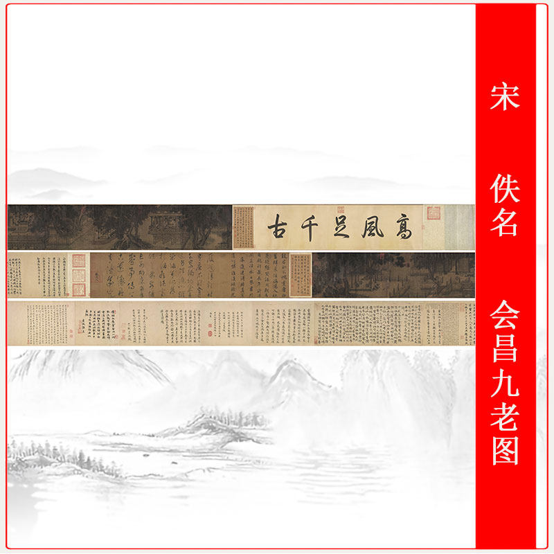 宋佚名会昌九老图复古书画国画长卷仿古复制艺术微喷手卷装饰